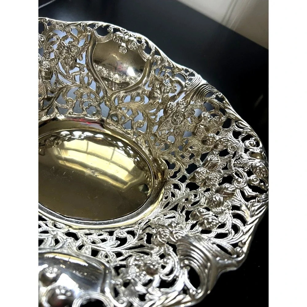 Vintage Godinger Silverplate Pierced Bowl 12